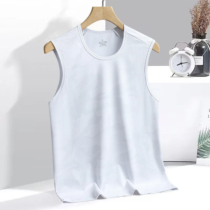 Breathable Sports Vest Men's Ice Silk Quick-drying Men's Running Fitness Training Vest Sleeveless T-shirt Basketball Jersey