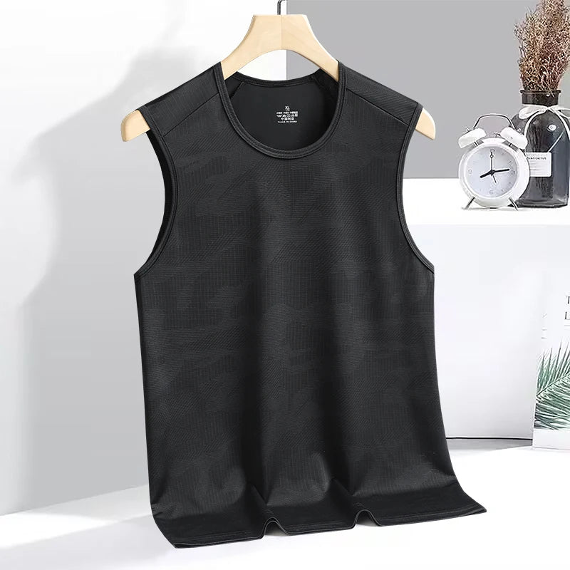 Breathable Sports Vest Men's Ice Silk Quick-drying Men's Running Fitness Training Vest Sleeveless T-shirt Basketball Jersey
