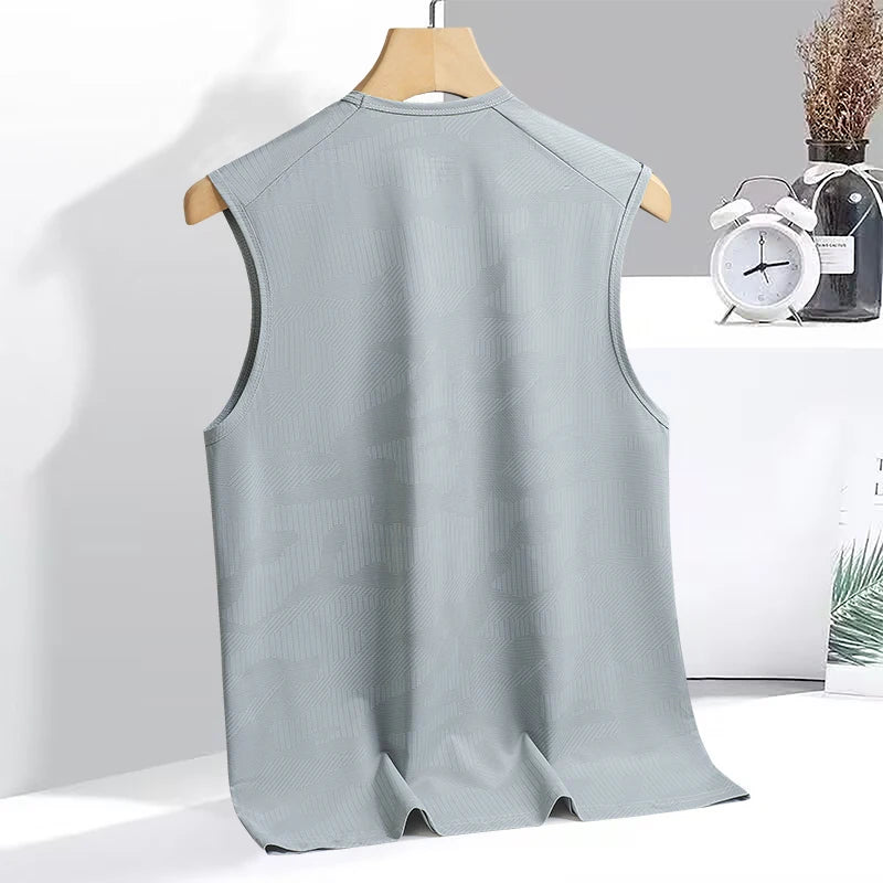 Breathable Sports Vest Men's Ice Silk Quick-drying Men's Running Fitness Training Vest Sleeveless T-shirt Basketball Jersey